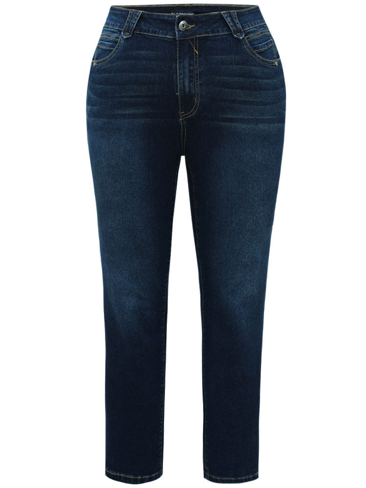 Very Stretchy Dark Wash Zipper Fly Pocket Jeans