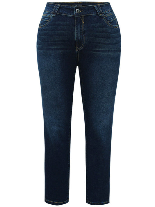 Very Stretchy Dark Wash Zipper Fly Pocket Jeans