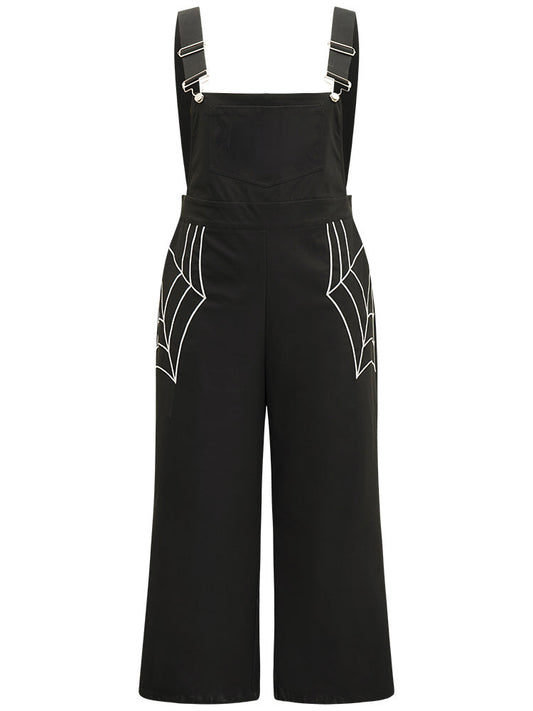 Halloween Bat Print Pocket Overall Cami Jumpsuit
