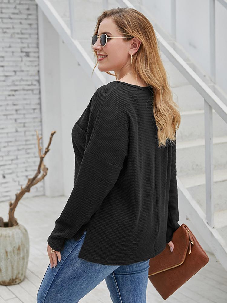 Basic Waffle V-neck T-shirt