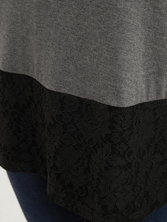 Colorblock Contrast Sleeveless Lace Tank Top