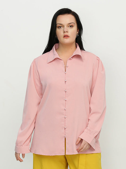 Lapel Collar Button Blouse