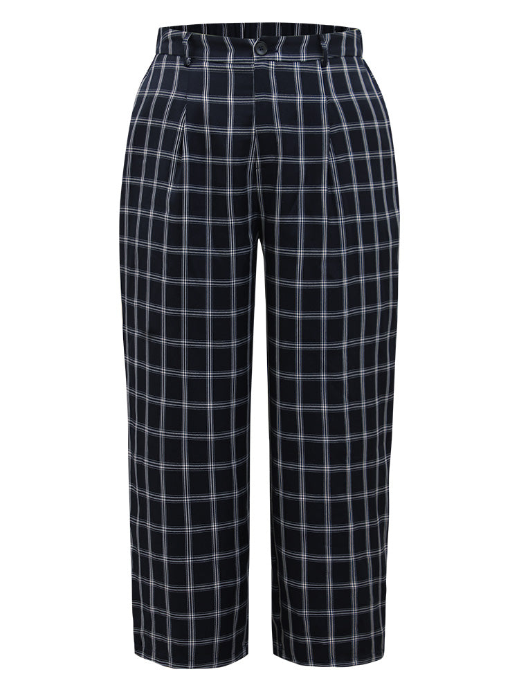 Plaid Straight Leg Pocket Pants