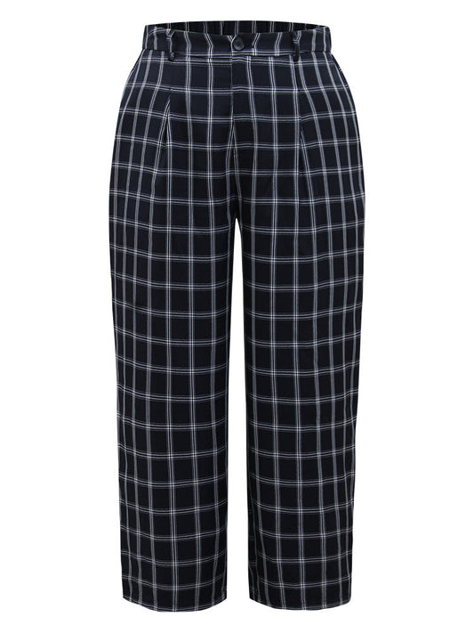 Plaid Straight Leg Pocket Pants