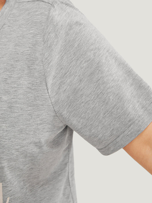 Positive Slogans Print Round Neck T-shirt