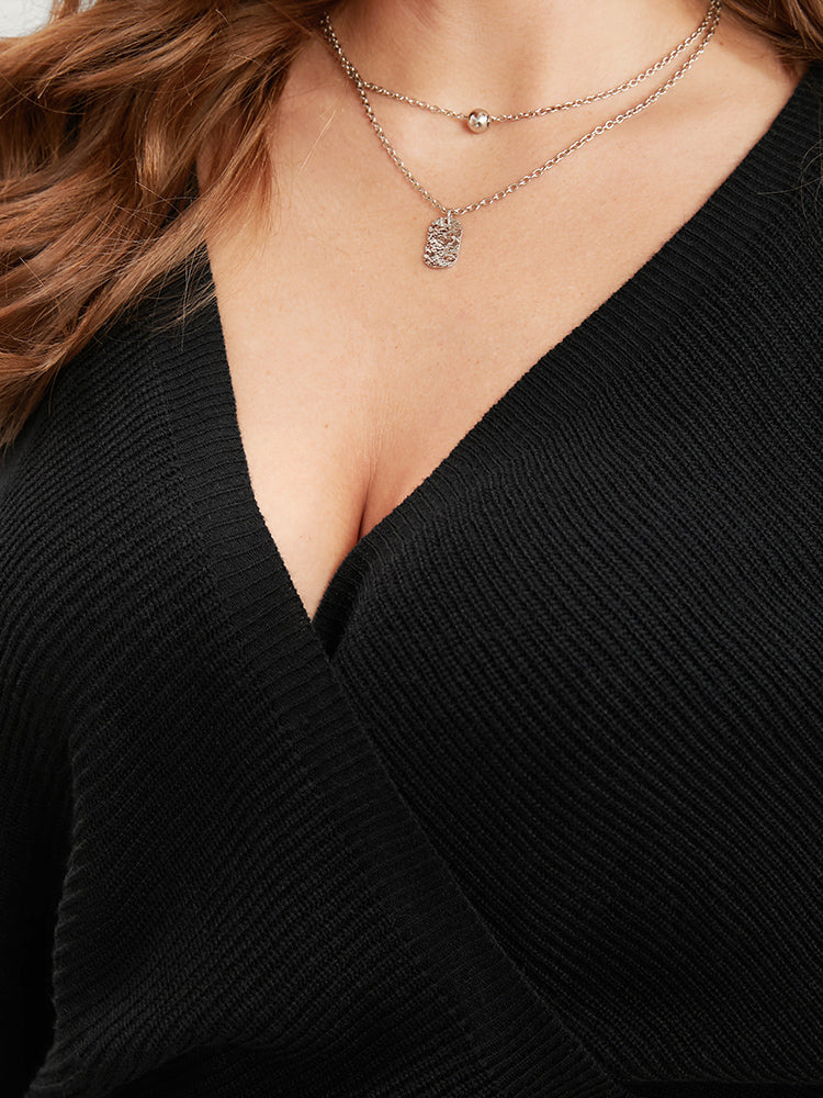 Solid Super Soft Rib Knit Dolman Sleeve Backless Wrap Knit Top