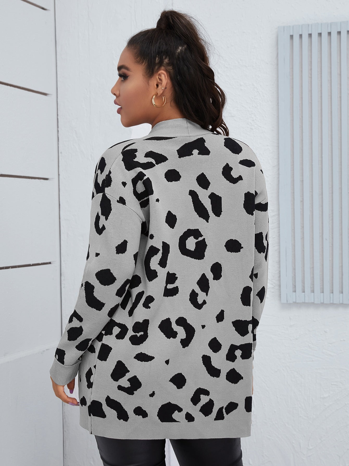 Allover Pattern Open Front Cardigan