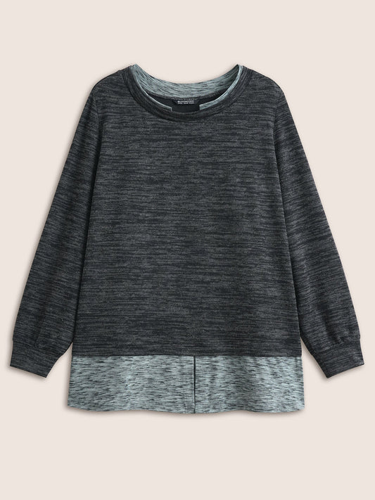 2-In-1 Heather Patchwork Sweatshirt