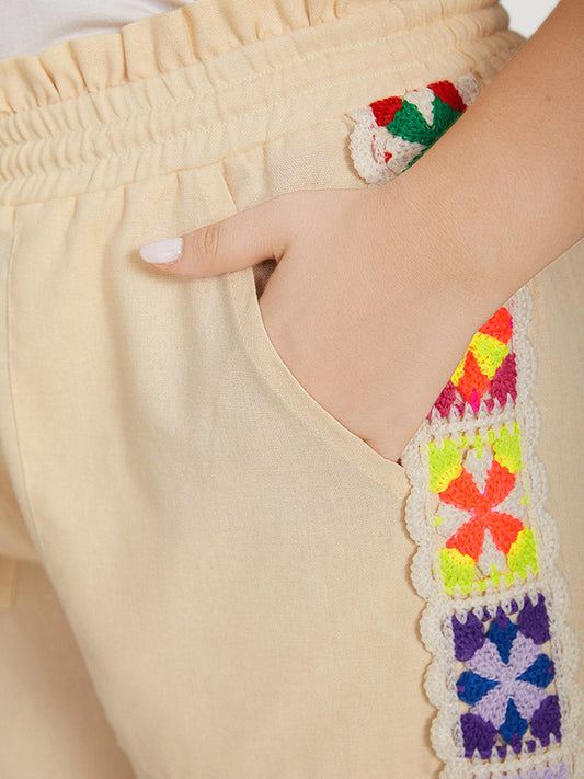 Bandana Patchwork Pocket Ties Paperbag Waist Shorts