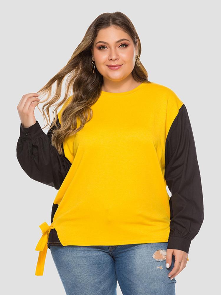 Patchwrok Bow-knot Decoration T-shirt