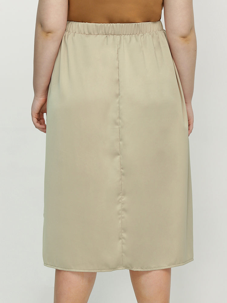 Irregular Hem Elastic Waist Skirt