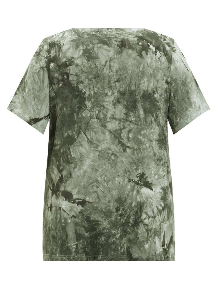 Mountain & Moon Print Graphic Tie Dye T-shirt