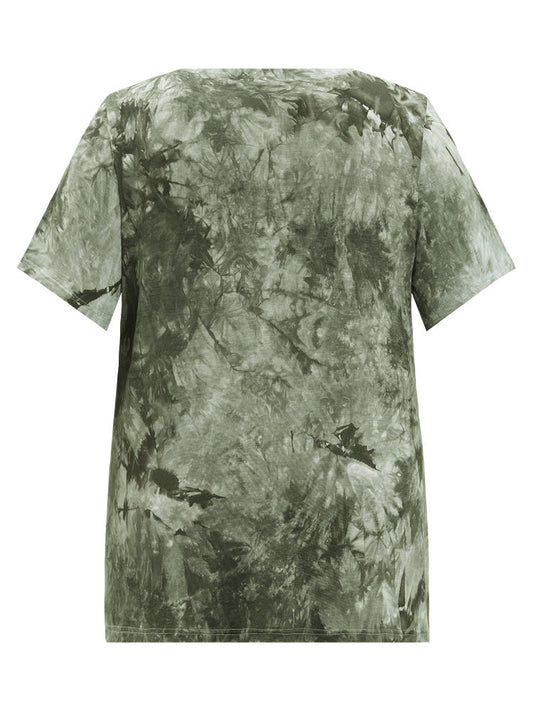 Mountain & Moon Print Graphic Tie Dye T-shirt