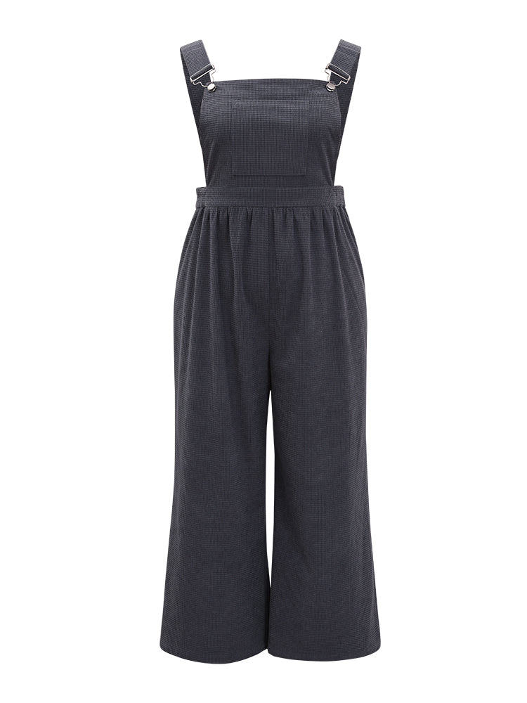 Corduroy Adjustable Straps Gathered Pocket Jumpsuit