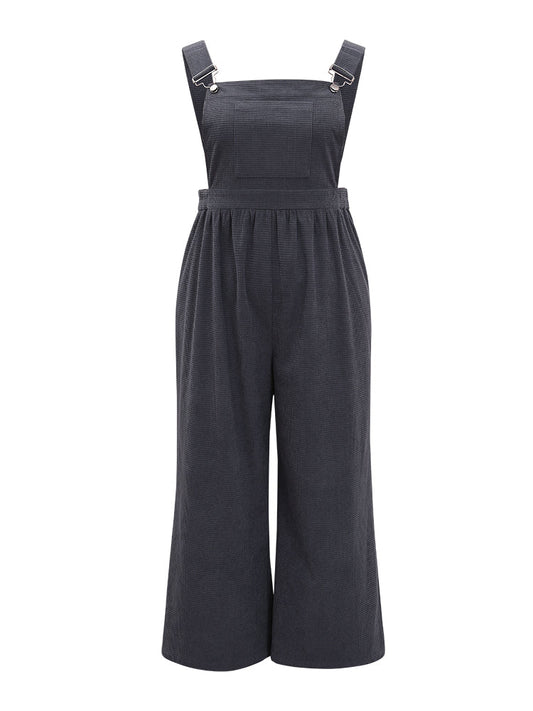 Corduroy Adjustable Straps Gathered Pocket Jumpsuit