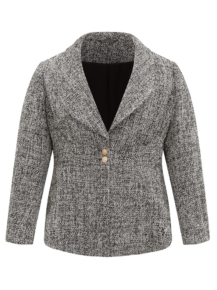 Solid Texture Suit Collar Buckle Detail Blazer