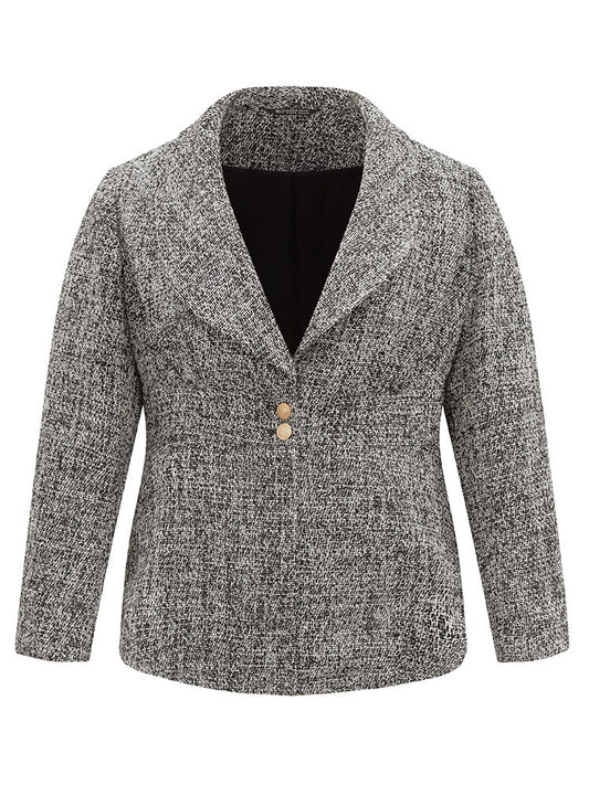 Solid Texture Suit Collar Buckle Detail Blazer