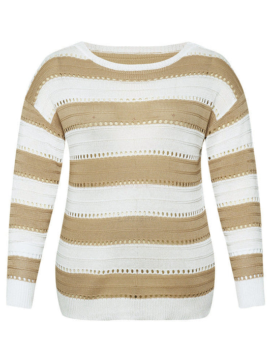 Colorblock Contrast Drop Shoulder Elastic Cuffs Pullover