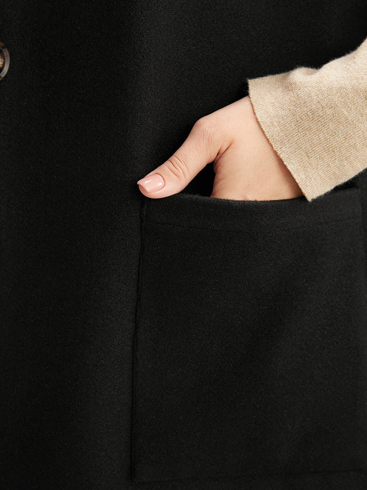 Solid Suit Collar Pocket Belted Sleeveless Coat