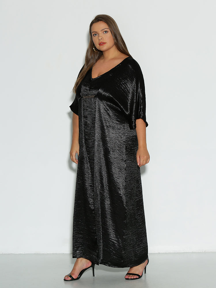 Satin Dolman Sleeve Dress