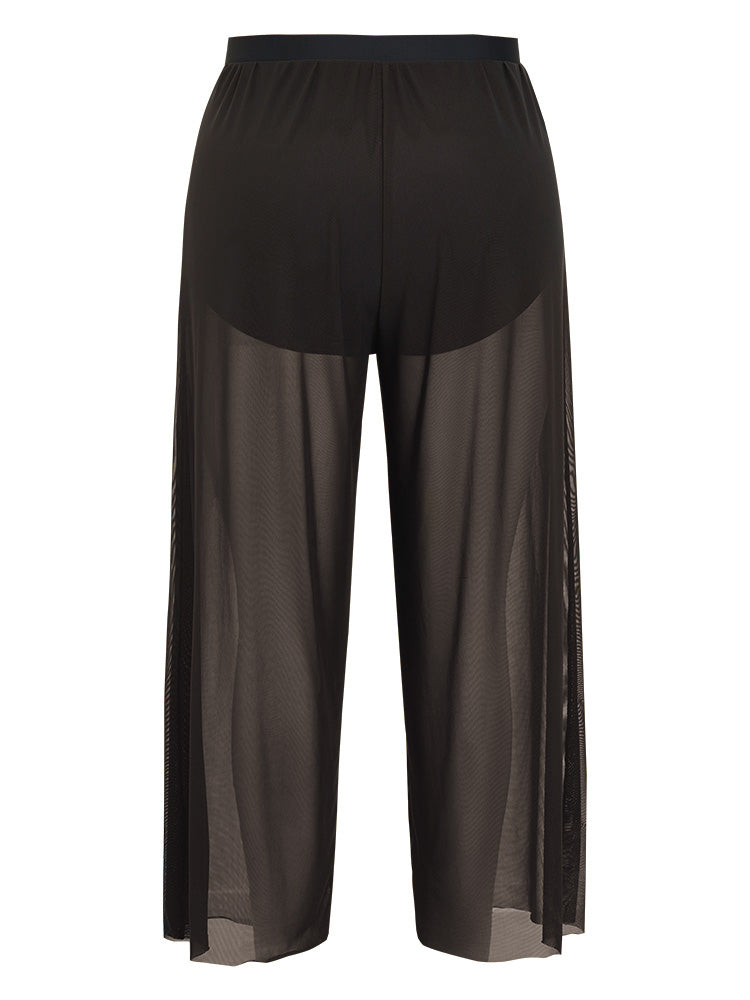 Solid Mesh High Waist Swim Pants