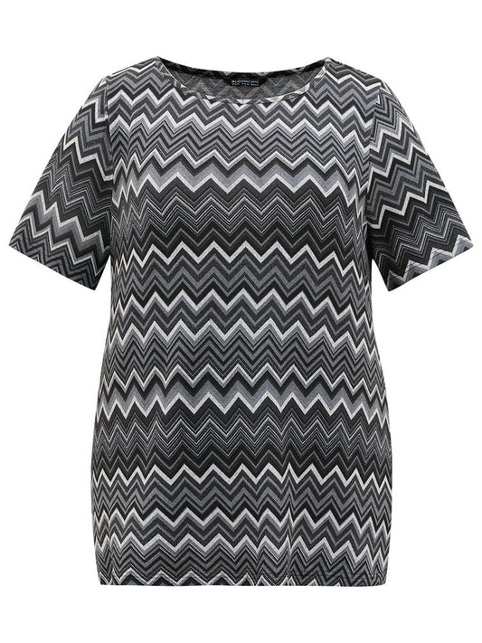 Geometric Striped Short Sleeve T-shirt