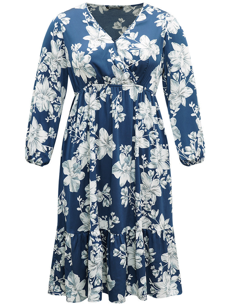 Silhouette Floral Print Layered Hem Dress