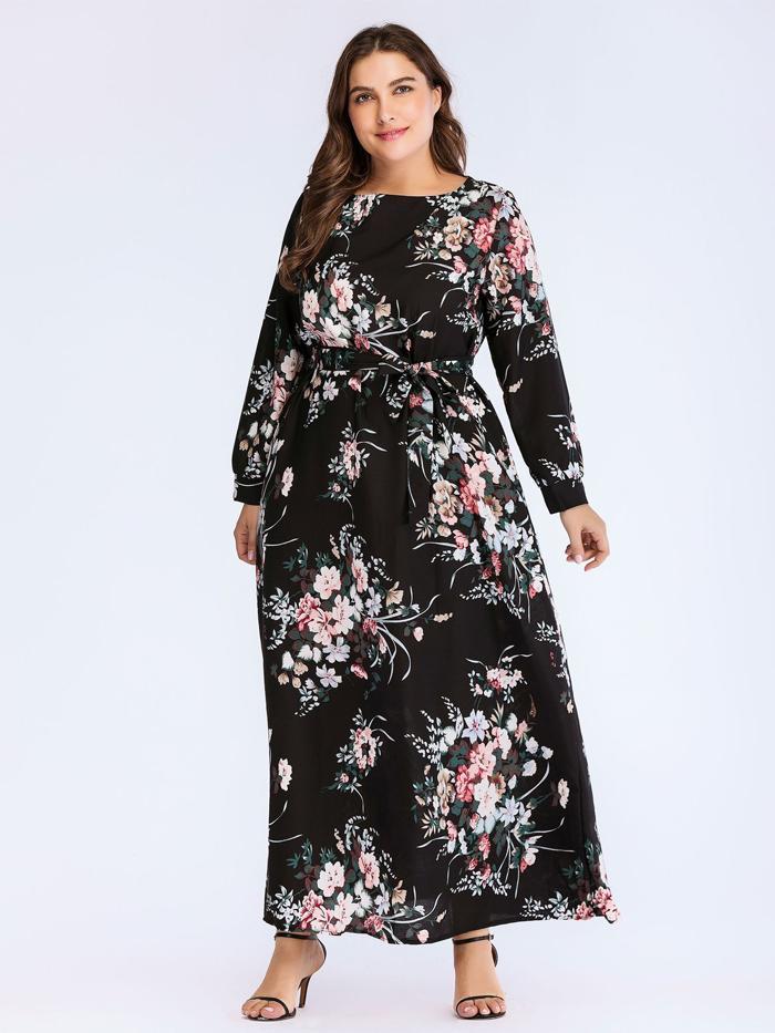 Floral Printed Round Neck Maxi Dress