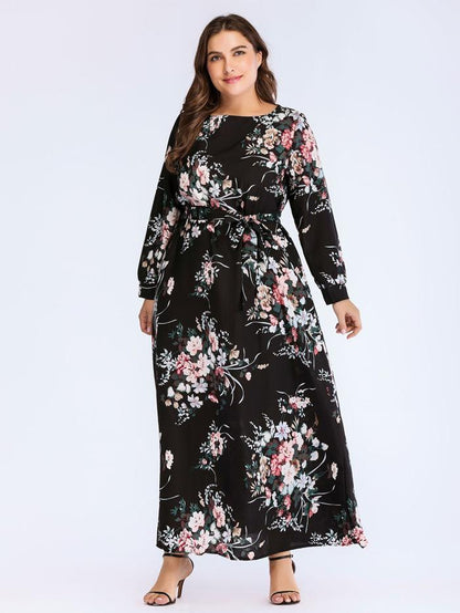 Floral Printed Round Neck Maxi Dress