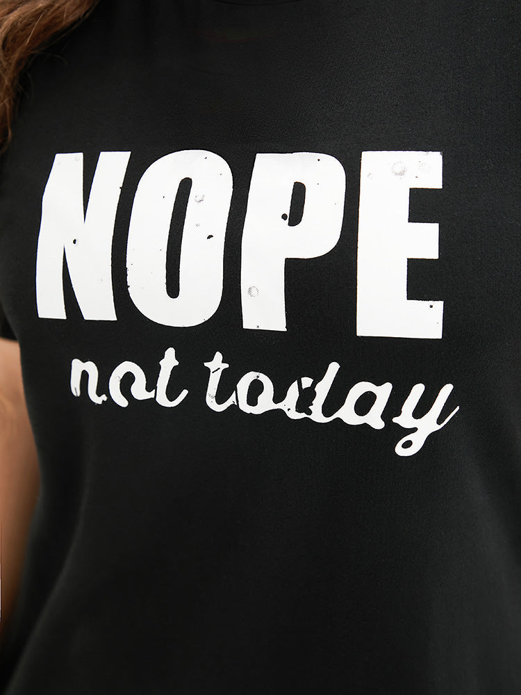 Letter Print Short Sleeve Round Neck T-shirt