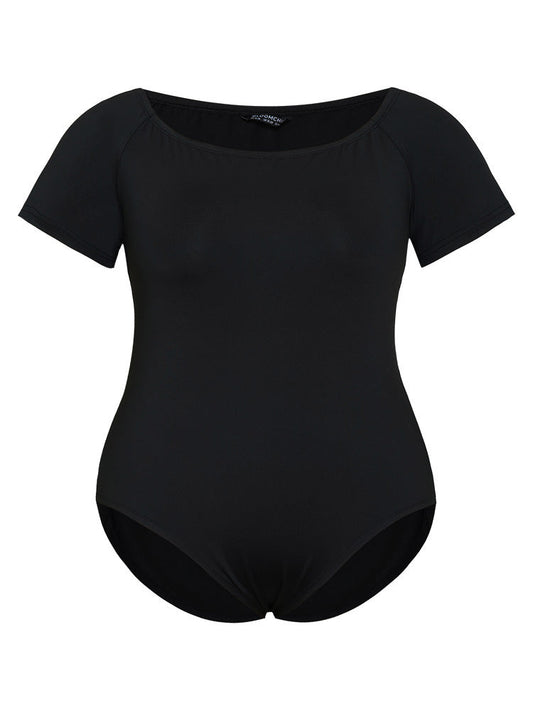 Plain Off Shoulder Raglan Sleeve Bodysuit