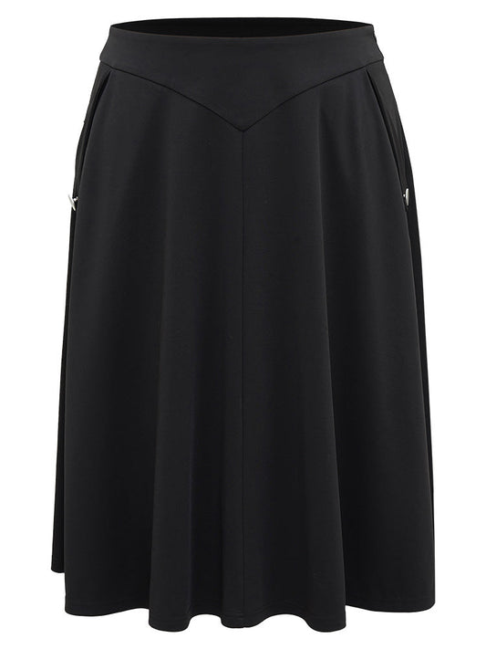 Plain Button Detail Pocket Cropped Skirt