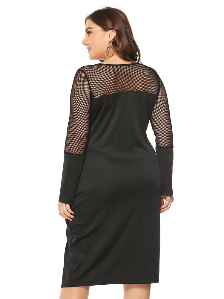 Sexy Mesh Patchwork Spit Dress