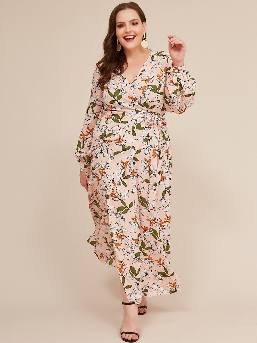 Floral Printed Wrap Holiday Dress