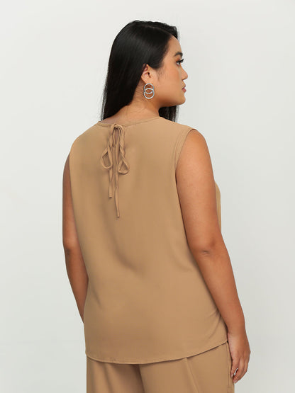 Sleeveless Knotted Back Top