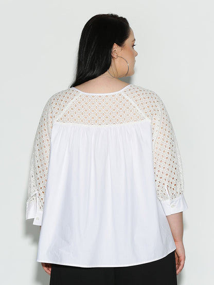 Broderie Button Top