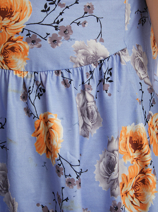 Floral Print Ruched Ruffle Trim Cami Top