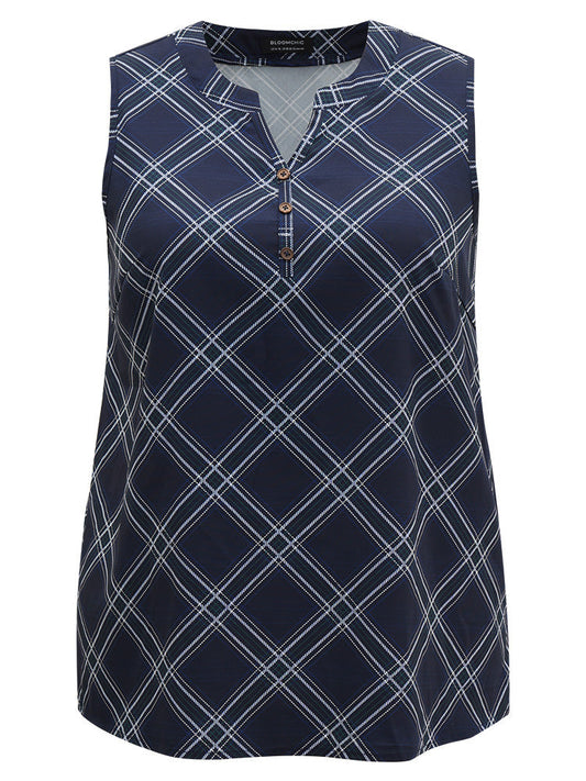 Argyle Plaid Notched Tank Top