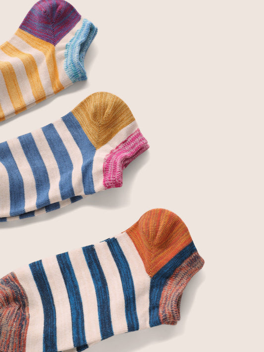 3 Pairs Contrast Striped Socks