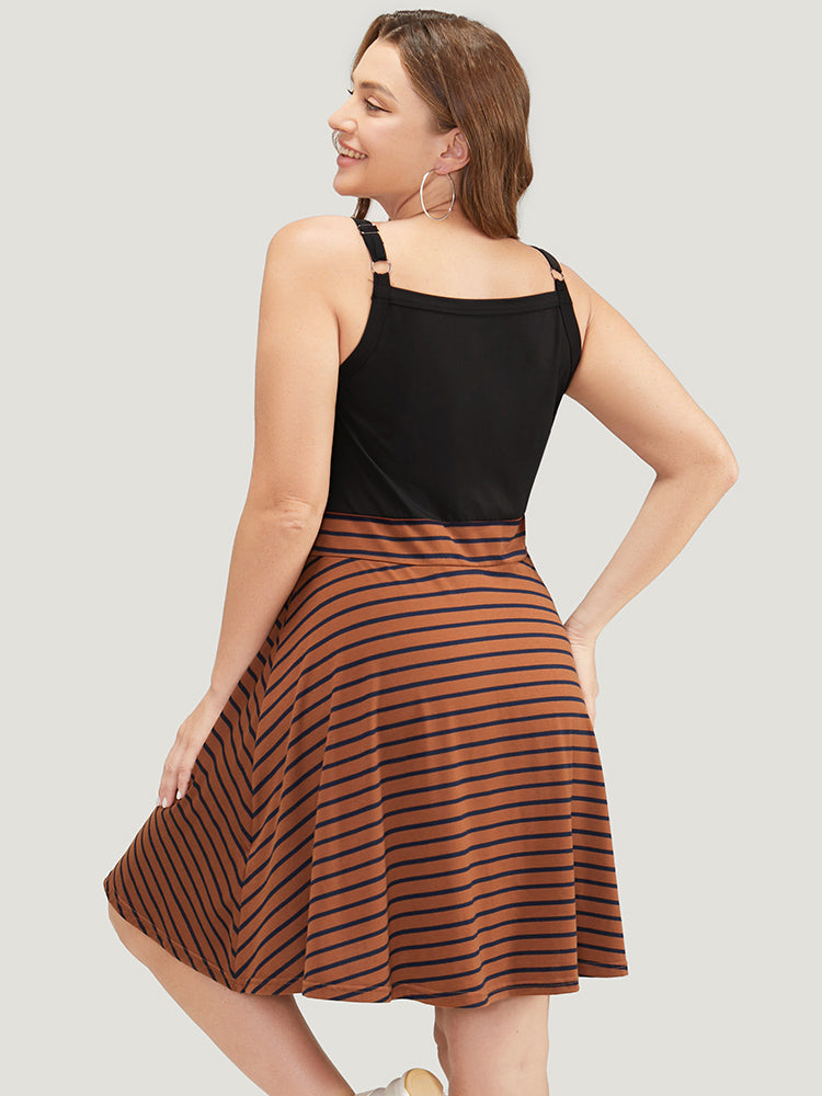 Striped Contrast Patchwork Cami Short Dress