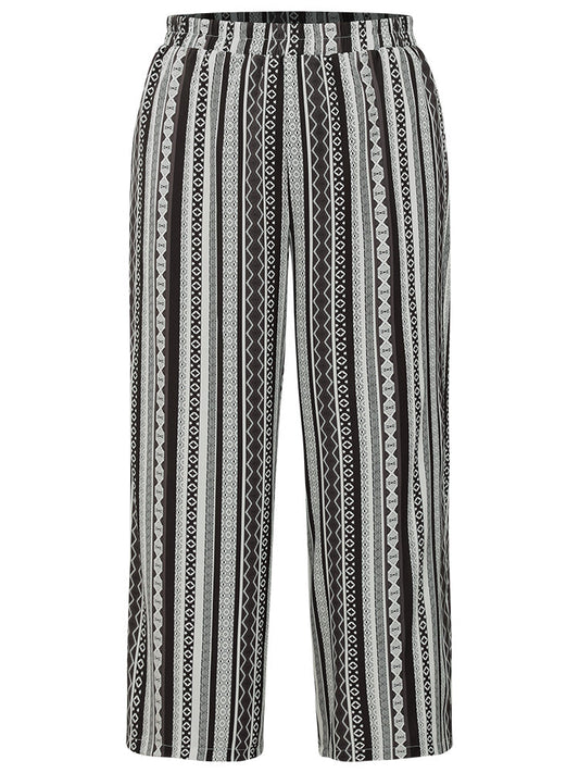 Bandana Print Elastic Waist Pocket Pants