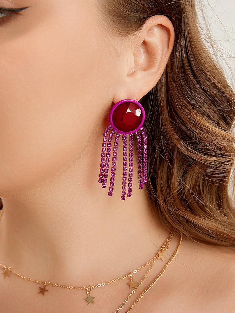 Rhinestone Tassel Drop Earrings
