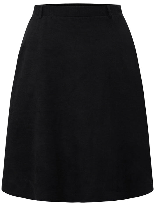 Plain Pocket Elastic Waist A-line Skirt