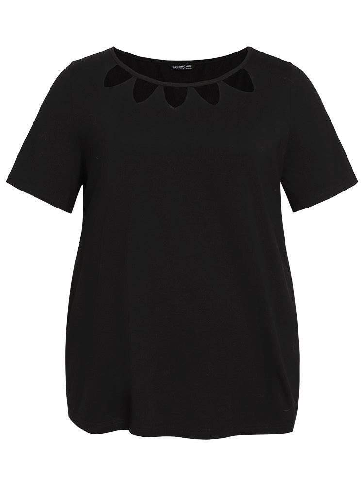 Supersoft Essentials Solid Crew Neck Cut Out T-shirt