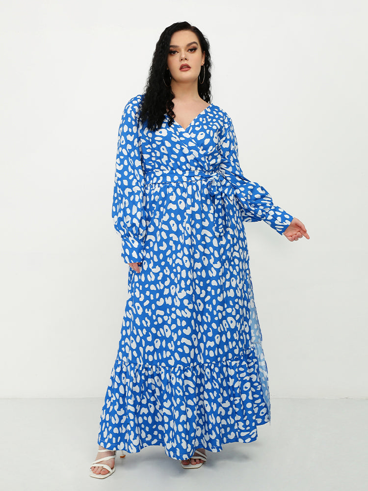 White Leopard Slit Wrap Dress