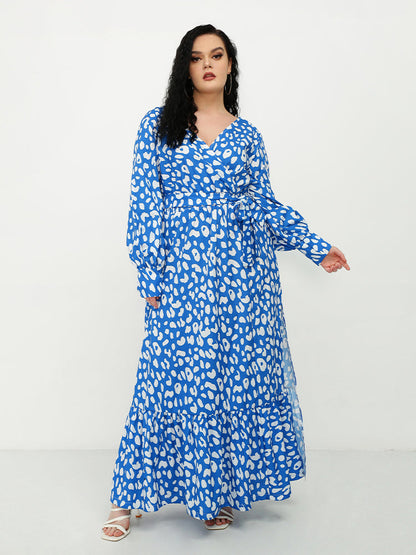 White Leopard Slit Wrap Dress