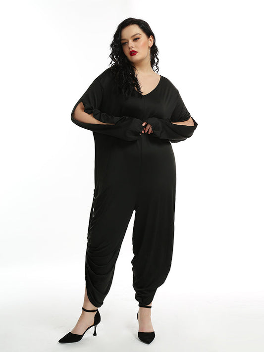 Irregular Opening Solid Jumpsuit