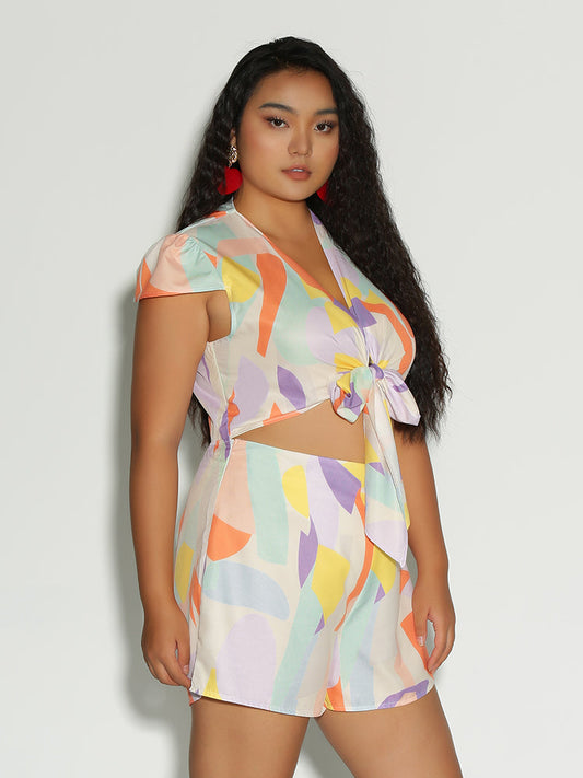 Bowknot Cap Sleeve Romper