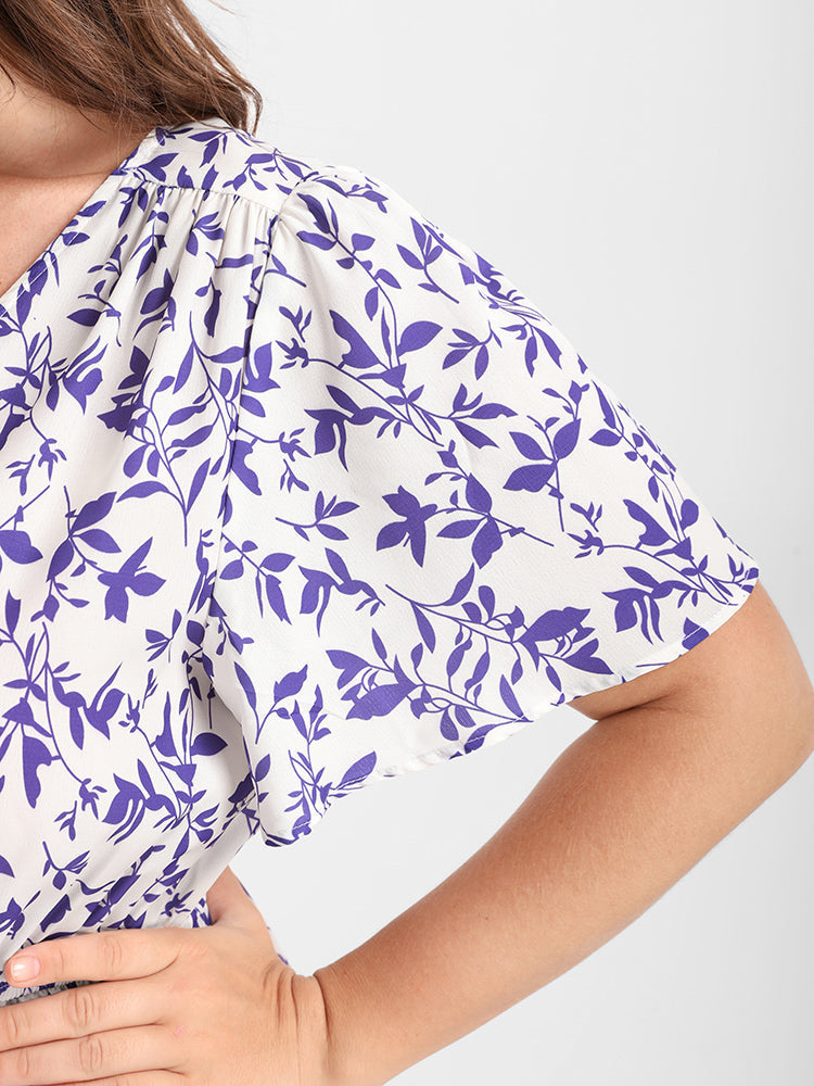 Bloom Dress - Ditsy Floral Ruffled Trim V Neck  Dress