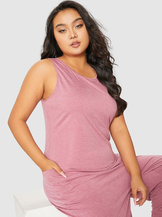 Solid Color Pocket Lounge Jumpsuit